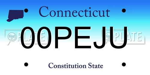 00PEJU Connecticut License Plate