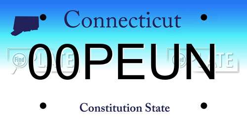 00PEUN Connecticut License Plate