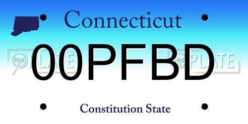 00PFBD Connecticut License Plate