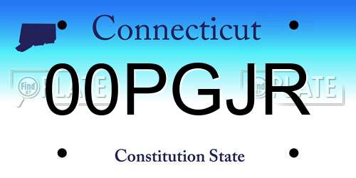 00PGJR Connecticut License Plate