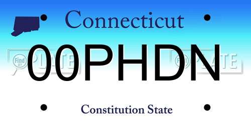 00PHDN Connecticut License Plate