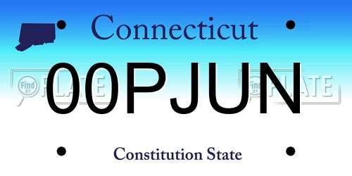 00PJUN Connecticut License Plate