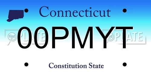 00PMYT Connecticut License Plate