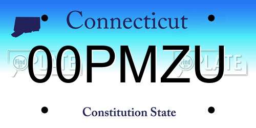 00PMZU Connecticut License Plate
