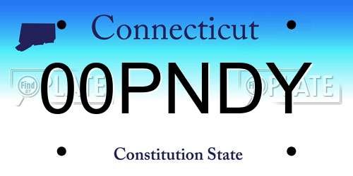 00PNDY Connecticut License Plate