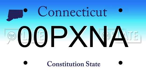 00PXNA Connecticut License Plate
