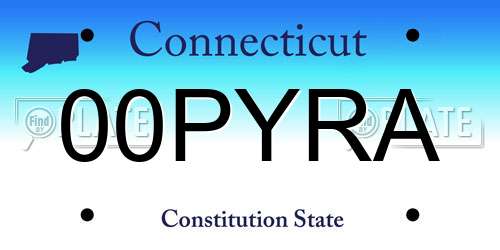 00PYRA Connecticut License Plate