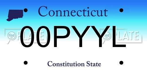 00PYYL Connecticut License Plate