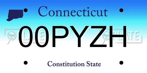 00PYZH Connecticut License Plate