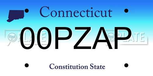 00PZAP Connecticut License Plate