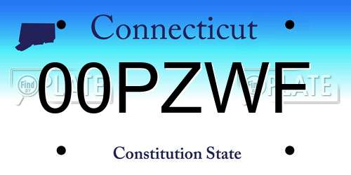 00PZWF Connecticut License Plate