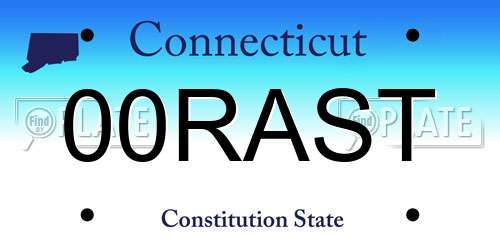 00RAST Connecticut License Plate