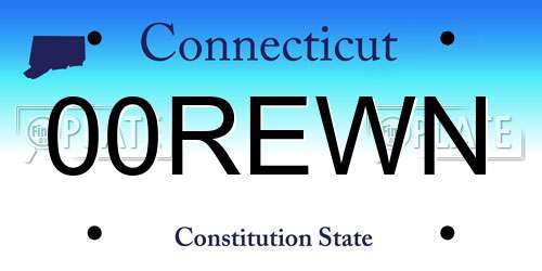 00REWN Connecticut License Plate