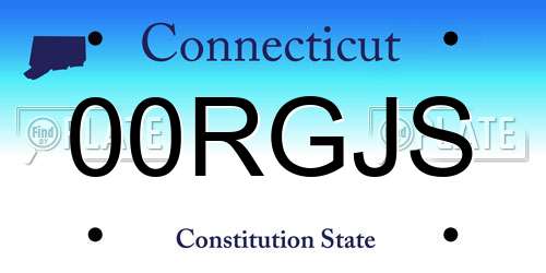 00RGJS Connecticut License Plate