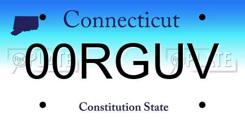 00RGUV Connecticut License Plate