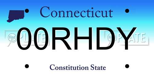 00RHDY Connecticut License Plate