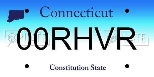 00RHVR Connecticut License Plate
