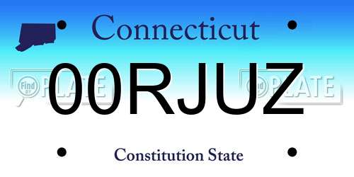 00RJUZ Connecticut License Plate