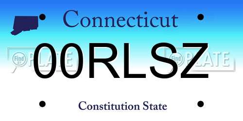 00RLSZ Connecticut License Plate