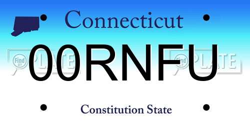 00RNFU Connecticut License Plate