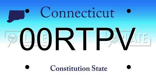 00RTPV Connecticut License Plate