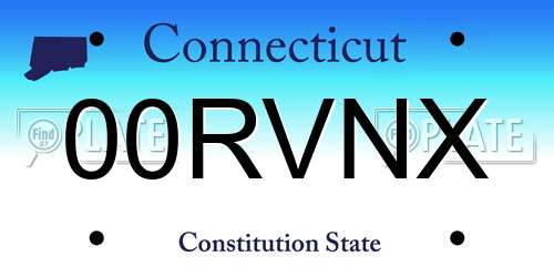 00RVNX Connecticut License Plate