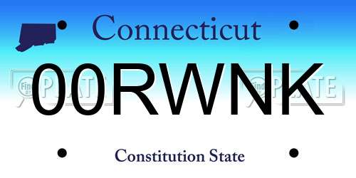 00RWNK Connecticut License Plate