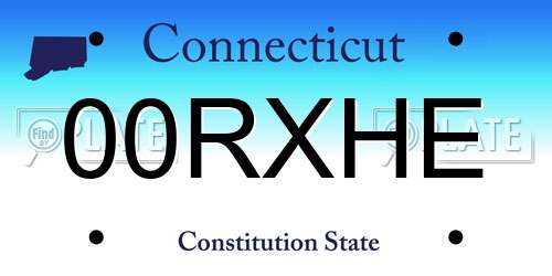 00RXHE Connecticut License Plate