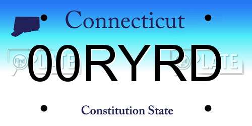 00RYRD Connecticut License Plate