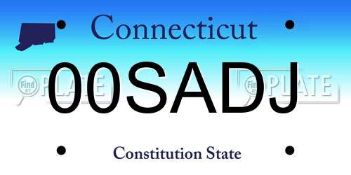 00SADJ Connecticut License Plate