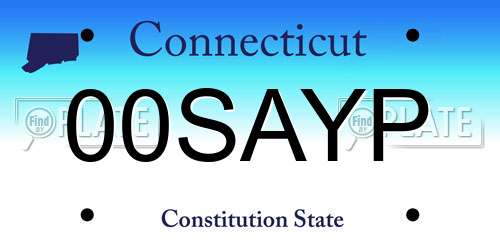 00SAYP Connecticut License Plate