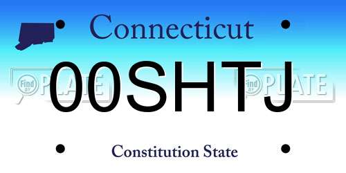 00SHTJ Connecticut License Plate