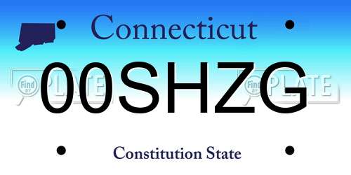 00SHZG Connecticut License Plate