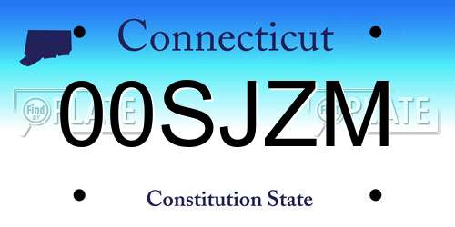 00SJZM Connecticut License Plate