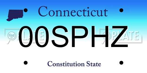 00SPHZ Connecticut License Plate
