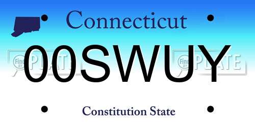 00SWUY Connecticut License Plate