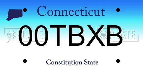 00TBXB Connecticut License Plate
