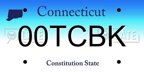 00TCBK Connecticut License Plate
