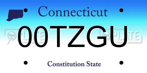 00TZGU Connecticut License Plate