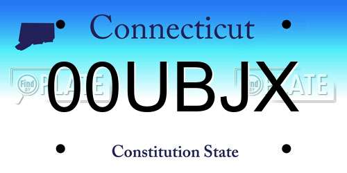 00UBJX Connecticut License Plate