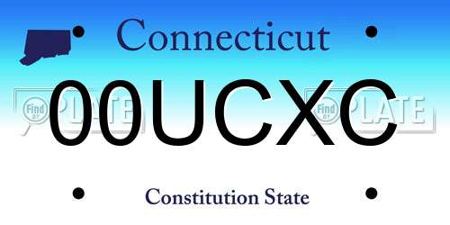 00UCXC Connecticut License Plate