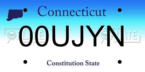 00UJYN Connecticut License Plate
