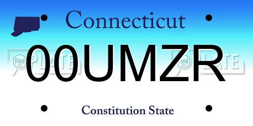 00UMZR Connecticut License Plate