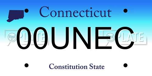 00UNEC Connecticut License Plate