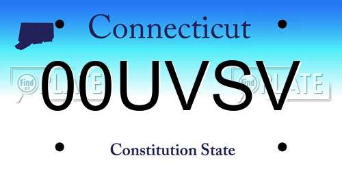 00UVSV Connecticut License Plate