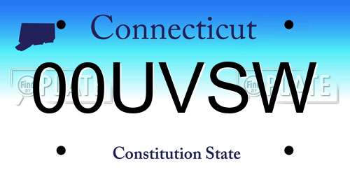 00UVSW Connecticut License Plate