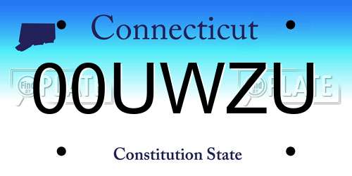 00UWZU Connecticut License Plate