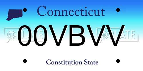 00VBVV Connecticut License Plate
