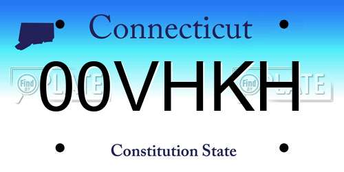 00VHKH Connecticut License Plate
