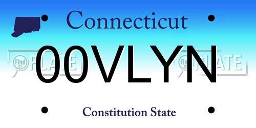 00VLYN Connecticut License Plate